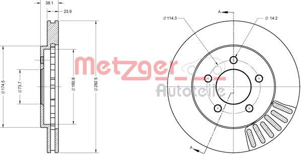 Metzger 6110708 - Тормозной диск unicars.by