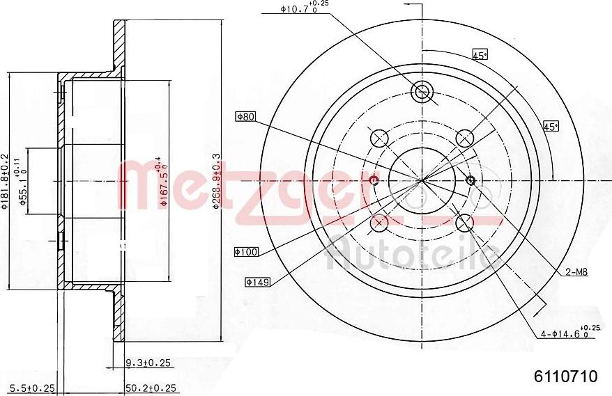 Metzger 6110710 - Тормозной диск unicars.by