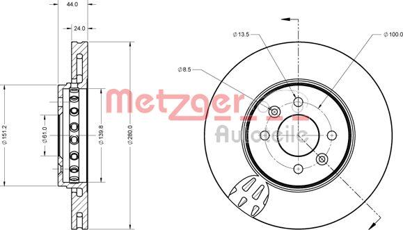 Metzger 6110729 - Тормозной диск unicars.by