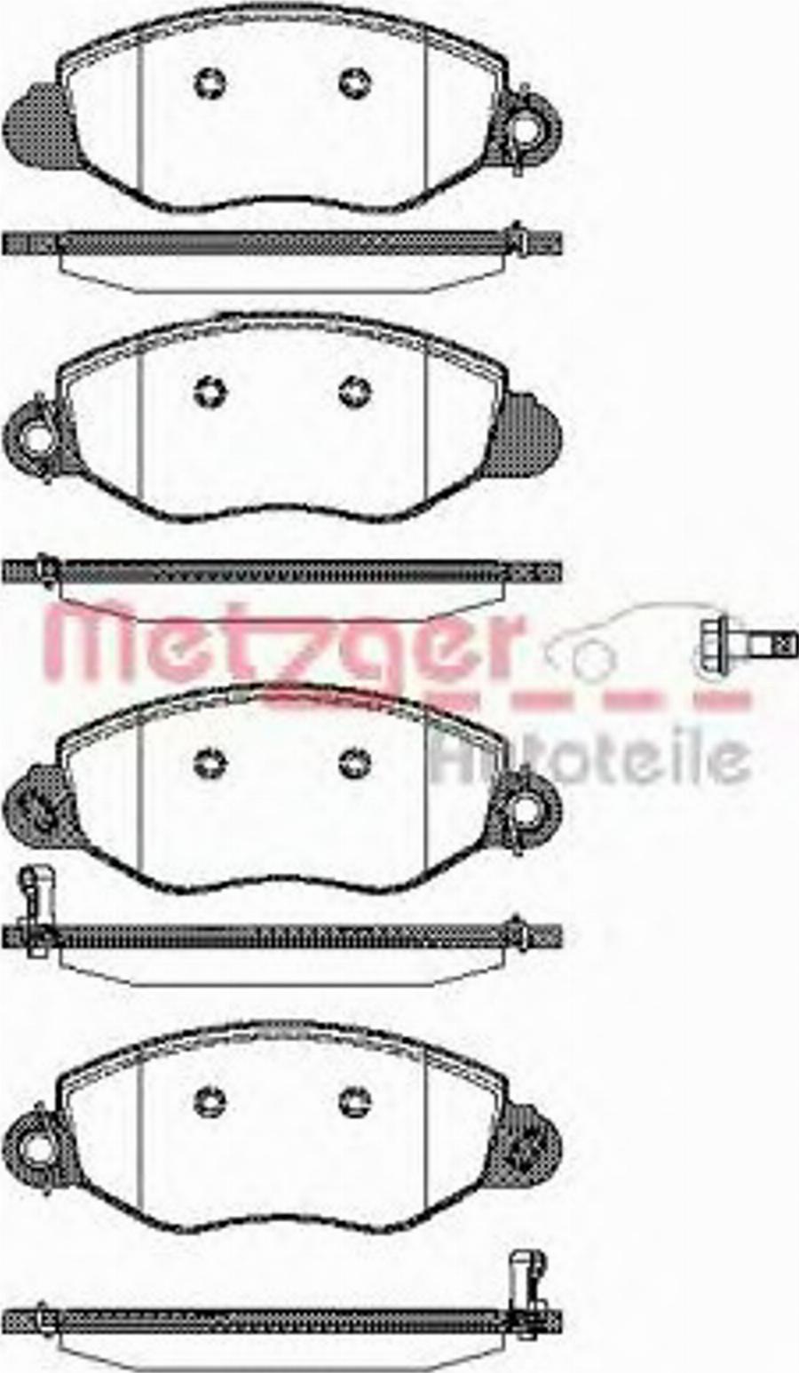 Metzger 077212 - Тормозные колодки, дисковые, комплект unicars.by