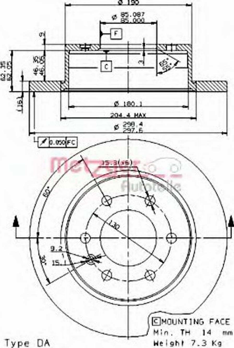 Metzger 14908 E - Тормозной диск unicars.by