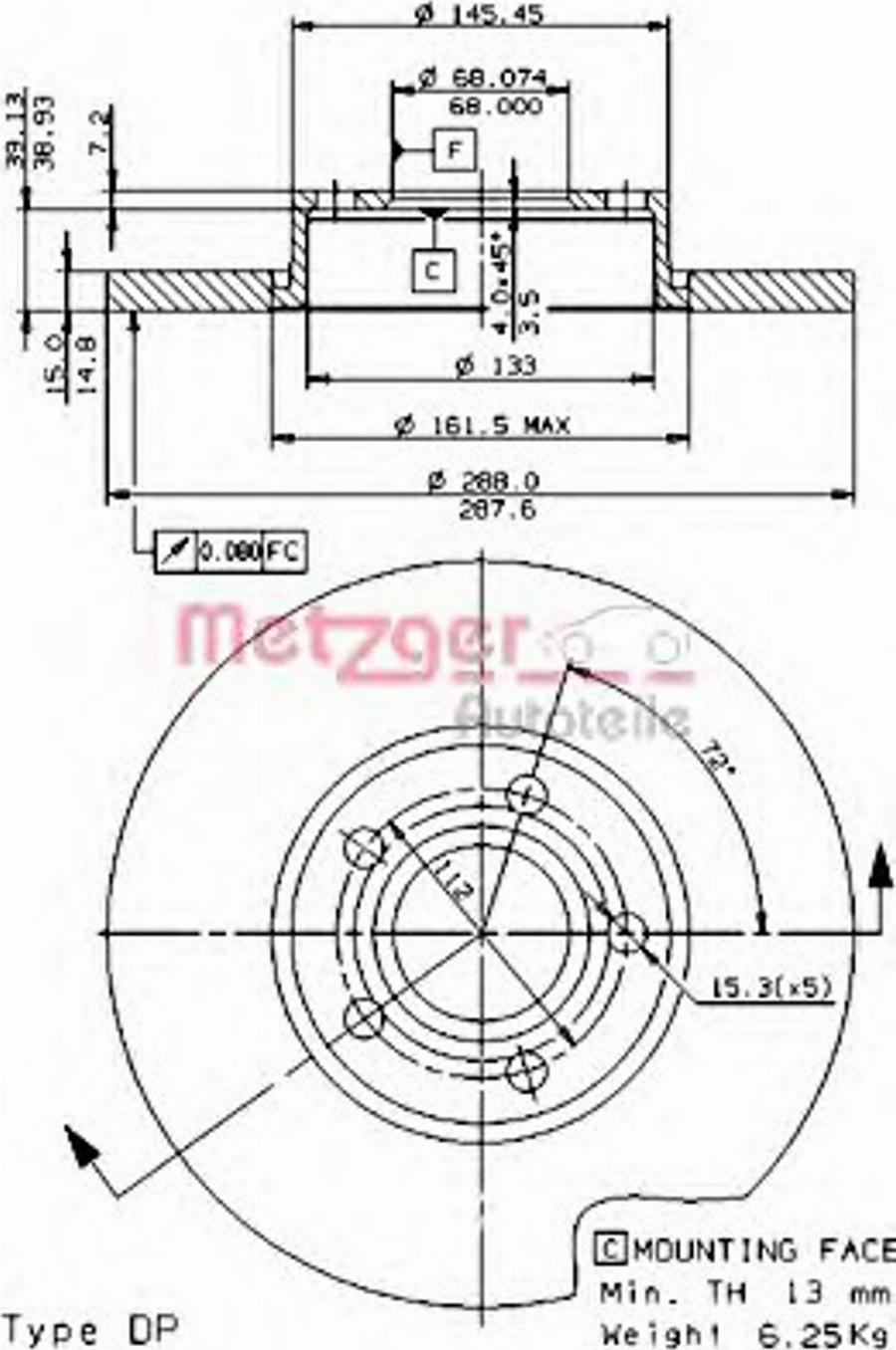 Metzger 14476E - Тормозной диск unicars.by