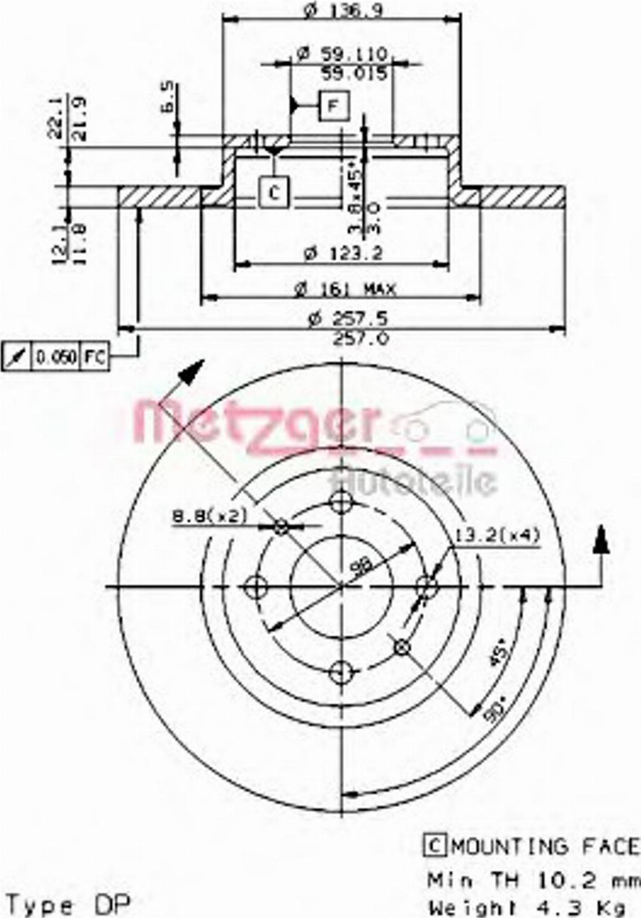 Metzger 14139E - Тормозной диск unicars.by