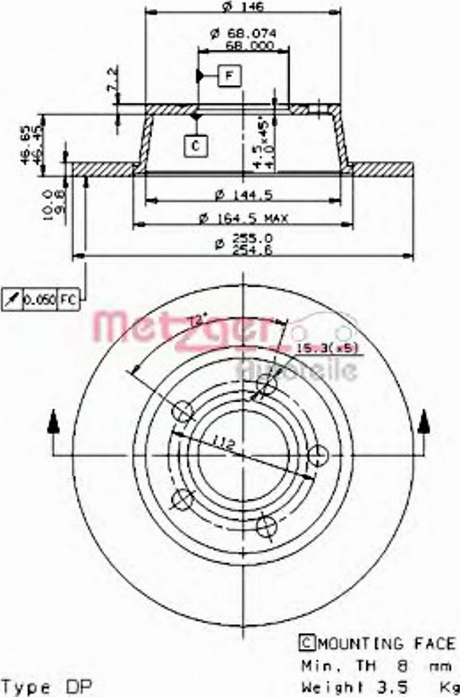 Metzger 14844V - Тормозной диск unicars.by