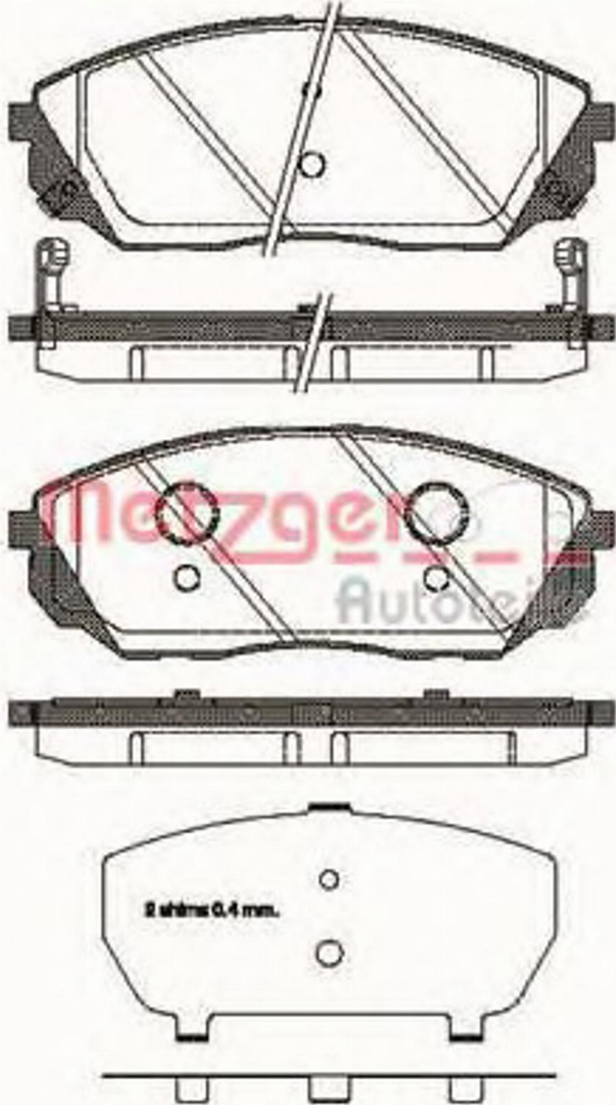 Metzger 1041.12 - Тормозные колодки, дисковые, комплект unicars.by