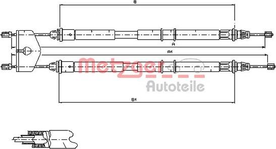 Metzger 11.5453 - Тросик, cтояночный тормоз unicars.by