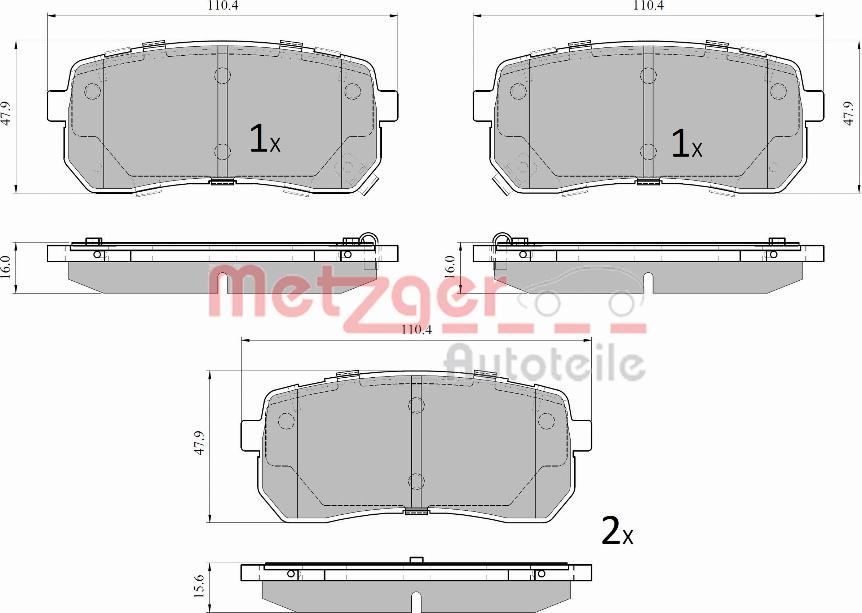 Metzger 1170914 - Тормозные колодки, дисковые, комплект unicars.by