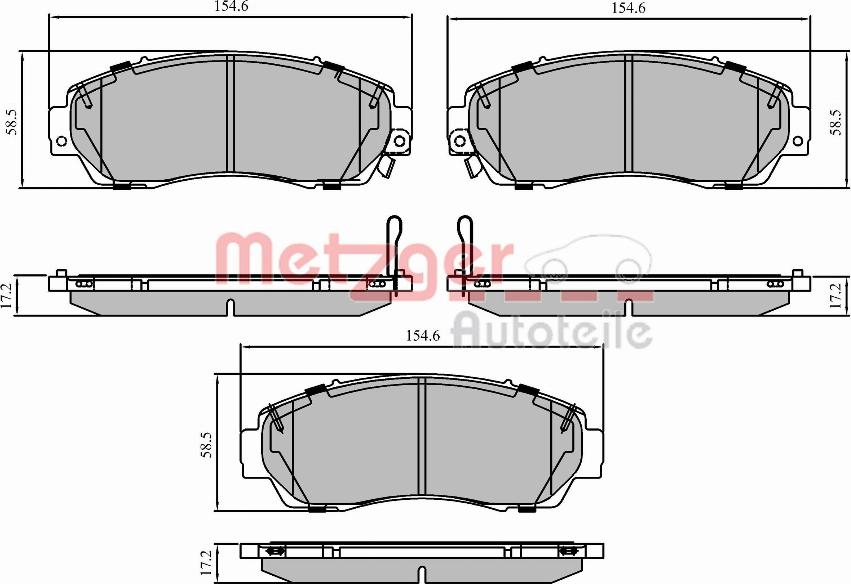 Metzger 1170911 - Тормозные колодки, дисковые, комплект unicars.by