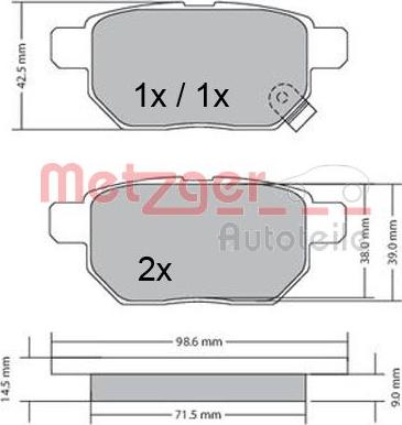 Metzger 1170444 - Тормозные колодки, дисковые, комплект unicars.by