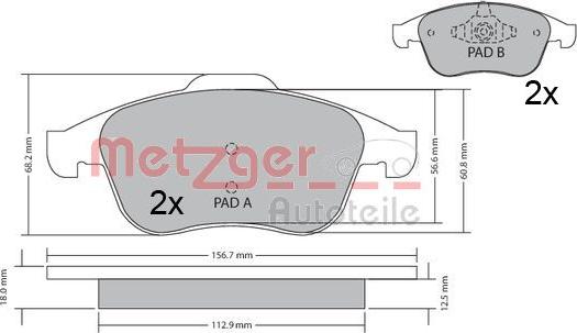 Metzger 1170409 - Тормозные колодки, дисковые, комплект unicars.by