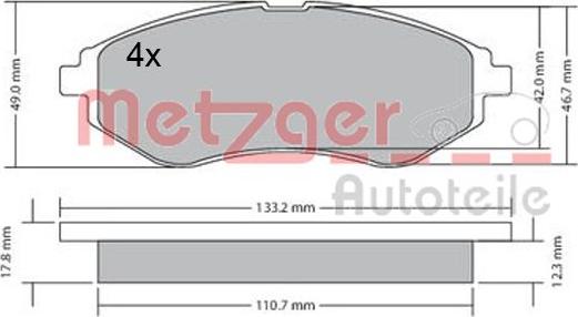 Metzger 1170404 - Тормозные колодки, дисковые, комплект unicars.by