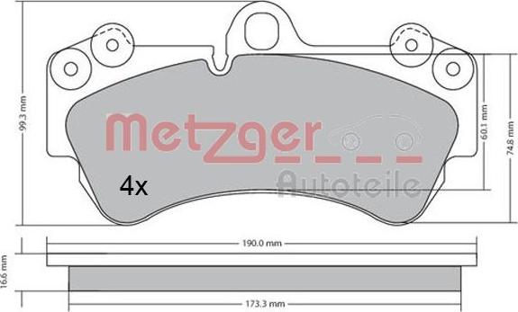 Metzger 1170405 - Тормозные колодки, дисковые, комплект unicars.by