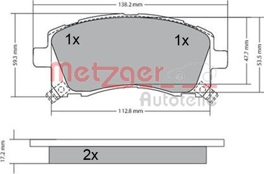 Metzger 1170416 - Тормозные колодки, дисковые, комплект unicars.by