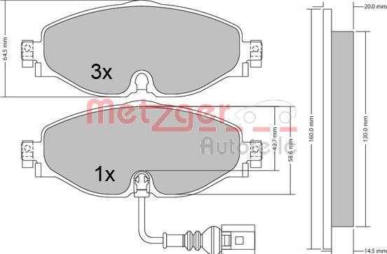 Metzger 1170411 - Тормозные колодки, дисковые, комплект unicars.by