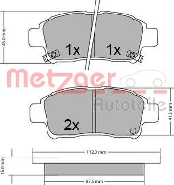 Metzger 1170436 - Тормозные колодки, дисковые, комплект unicars.by