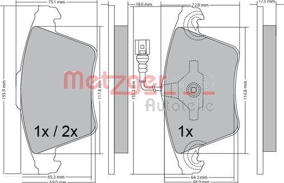 Metzger 1170422 - Тормозные колодки, дисковые, комплект unicars.by