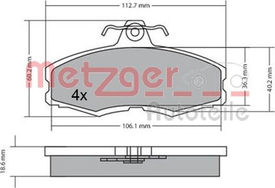 Metzger 1170598 - Тормозные колодки, дисковые, комплект unicars.by