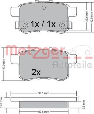 Metzger 1170593 - Тормозные колодки, дисковые, комплект unicars.by