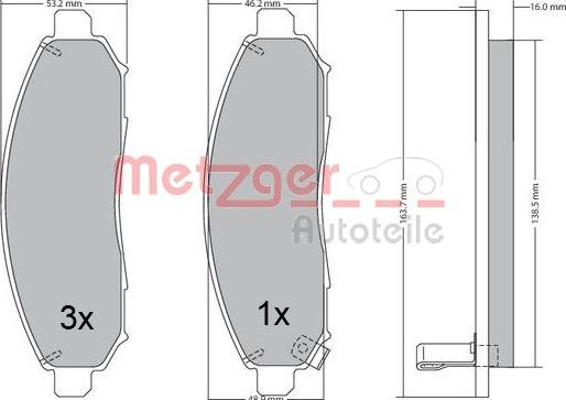 Metzger 1170541 - Тормозные колодки, дисковые, комплект unicars.by