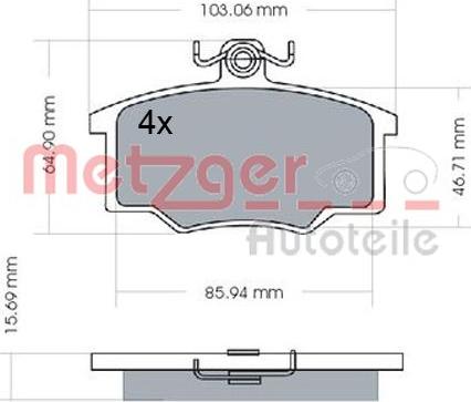 Metzger 1170566 - Тормозные колодки, дисковые, комплект unicars.by