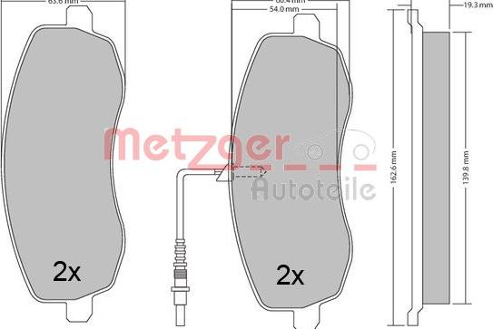 Metzger 1170563 - Тормозные колодки, дисковые, комплект unicars.by