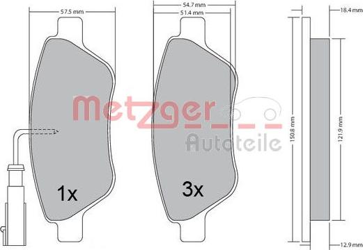 Metzger 1170505 - Тормозные колодки, дисковые, комплект unicars.by