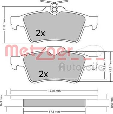 Metzger 1170503 - Тормозные колодки, дисковые, комплект unicars.by