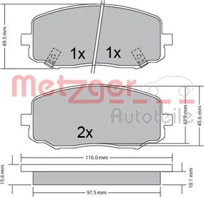 Metzger 1170588 - Тормозные колодки, дисковые, комплект unicars.by