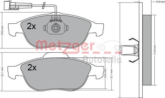 Metzger 1170582 - Тормозные колодки, дисковые, комплект unicars.by