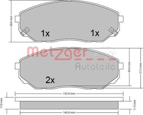 Metzger 1170539 - Тормозные колодки, дисковые, комплект unicars.by