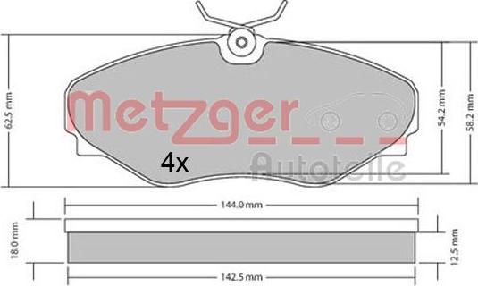 Metzger 1170537 - Тормозные колодки, дисковые, комплект unicars.by