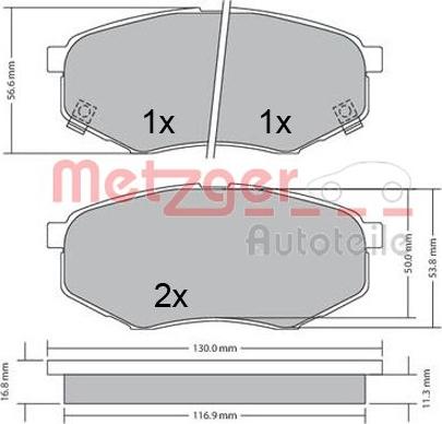 Metzger 1170524 - Тормозные колодки, дисковые, комплект unicars.by