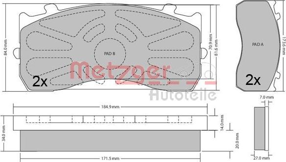 Metzger 1170525 - Тормозные колодки, дисковые, комплект unicars.by