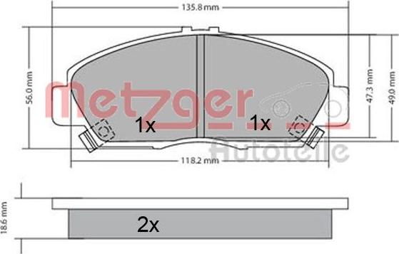 Metzger 1170576 - Тормозные колодки, дисковые, комплект unicars.by