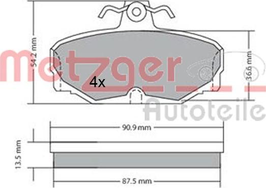 Metzger 1170570 - Тормозные колодки, дисковые, комплект unicars.by