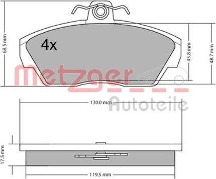 Metzger 1170646 - Тормозные колодки, дисковые, комплект unicars.by