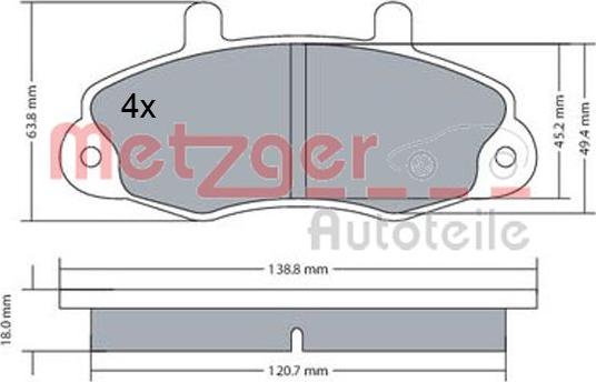 Metzger 1170604 - Тормозные колодки, дисковые, комплект unicars.by