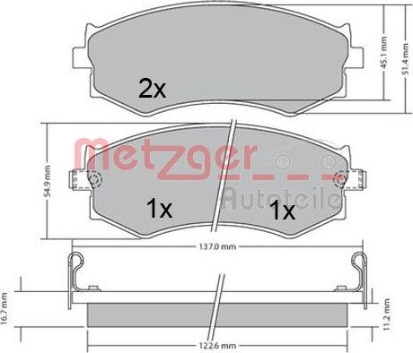 Metzger 1170603 - Тормозные колодки, дисковые, комплект unicars.by