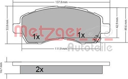 Metzger 1170607 - Тормозные колодки, дисковые, комплект unicars.by