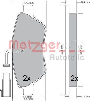 Metzger 1170615 - Тормозные колодки, дисковые, комплект unicars.by