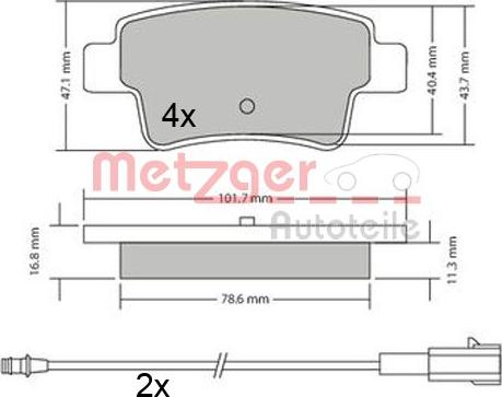 Metzger 1170685 - Тормозные колодки, дисковые, комплект unicars.by