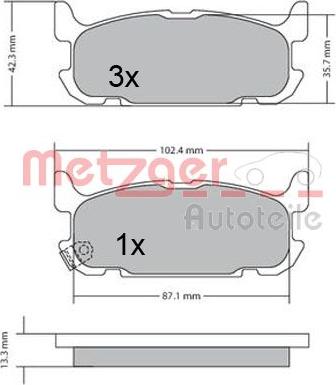 Metzger 1170681 - Тормозные колодки, дисковые, комплект unicars.by