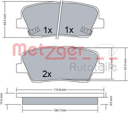 Metzger 1170687 - Тормозные колодки, дисковые, комплект unicars.by