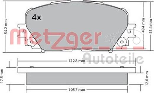 Metzger 1170639 - Тормозные колодки, дисковые, комплект unicars.by