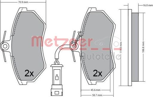 Metzger 1170623 - Тормозные колодки, дисковые, комплект unicars.by