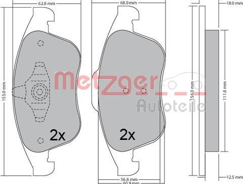 Metzger 1170672 - Тормозные колодки, дисковые, комплект unicars.by