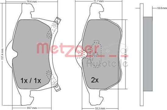 Metzger 1170091 - Тормозные колодки, дисковые, комплект unicars.by