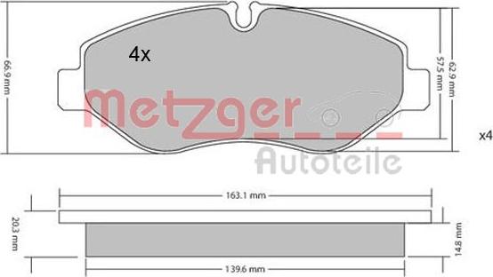 Metzger 1170040 - Тормозные колодки, дисковые, комплект unicars.by