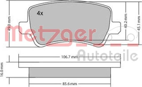 Metzger 1170056 - Тормозные колодки, дисковые, комплект unicars.by