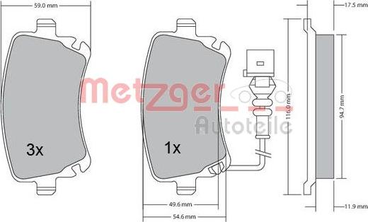 Metzger 1170051 - Тормозные колодки, дисковые, комплект unicars.by